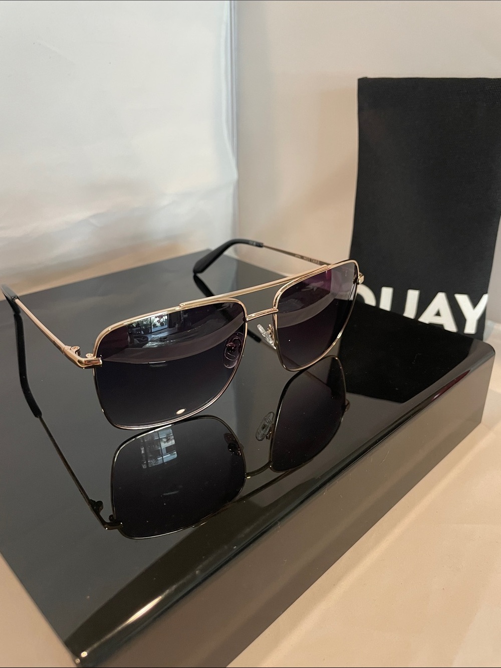 Quay Australia Gold Frame Black Gradient Aviator Sunglasses Hot Take